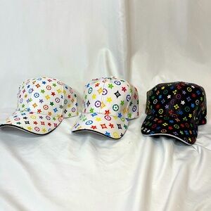 Faux Leather Rainbow Print Hats 🩵